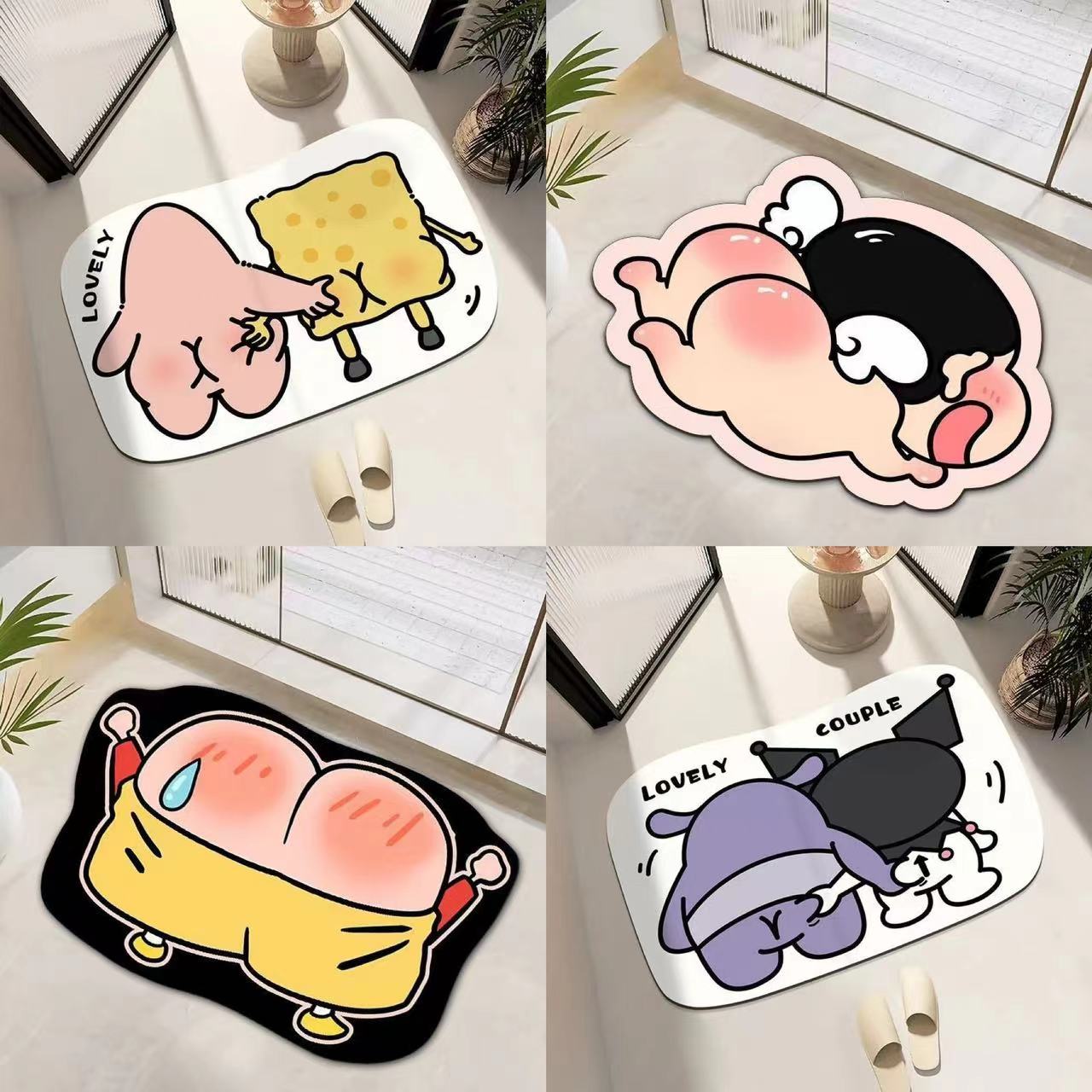 B1-100卡通硅藻泥浴室卫生间吸水防滑垫家用速干硅藻泥吸水地垫