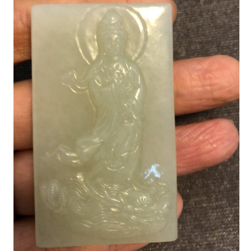 和田玉御龙观音吊坠挂件菩萨挂坠精雕男士黄口料精美双面巧玉观音