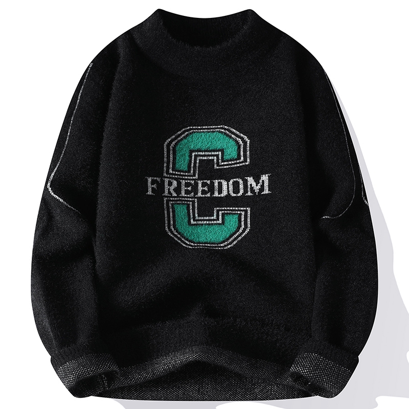 秋冬季毛衣男士仿貂绒针织衫潮流保暖衣韩版青年学生加绒加厚线衣