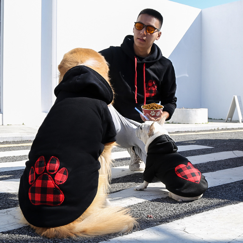 秋冬小中大型犬爱心格子狗狗衣服猫咪卫衣泰迪博美法斗宠物用品