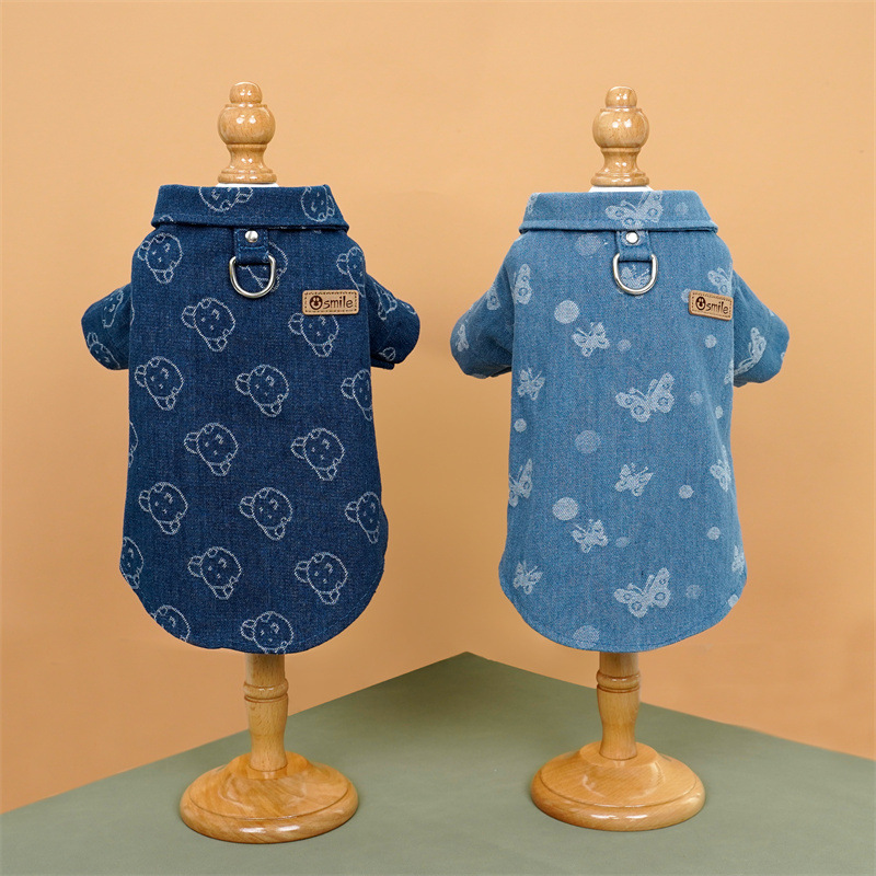 宠物服饰秋冬保暖牛仔衬衫泰迪法斗狗狗猫咪衣服中小型犬厂家批发