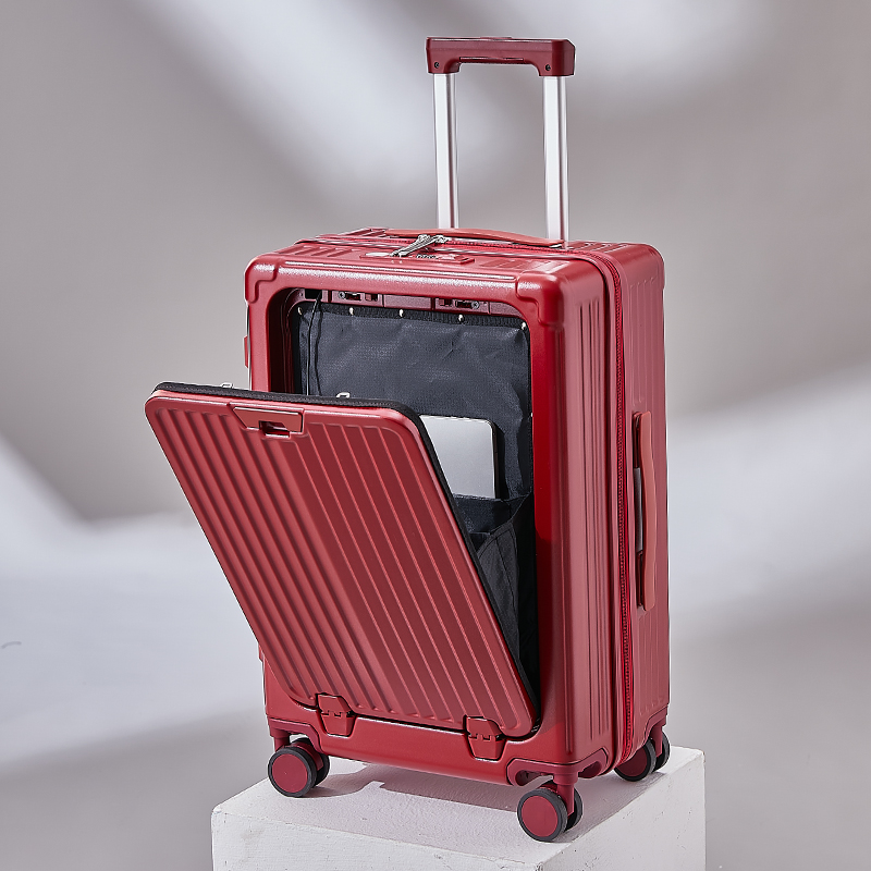 【新粉专属】多功能前开口高端商务行李箱万向静音轮USB充电拉杆箱