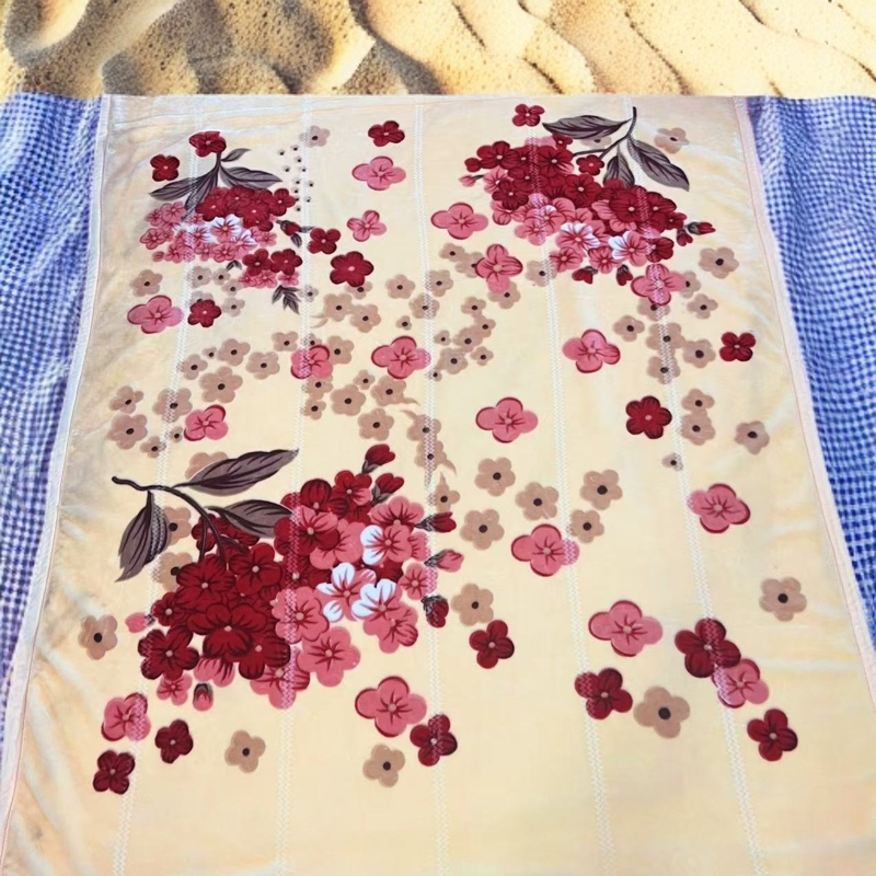 2米2.3米双层加厚超细柔仙女散花亮黄（约8.5斤）双面绒毛毯大号