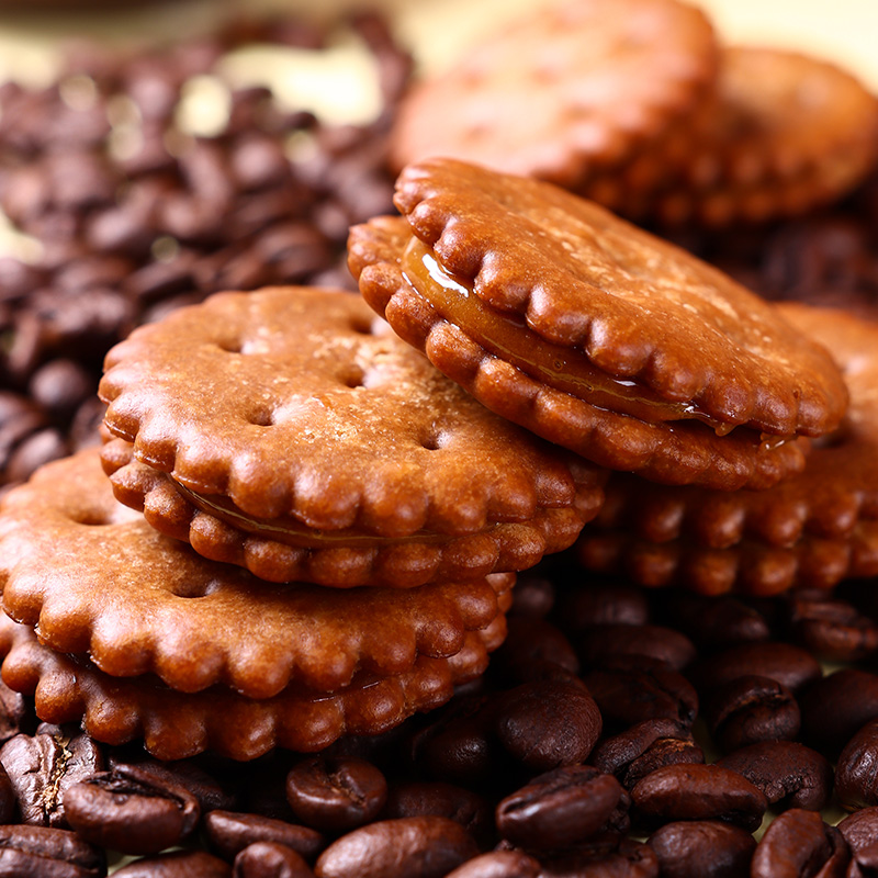 【发五包】咸蛋黄麦芽饼干夹心饼黑糖味独立包装办公室