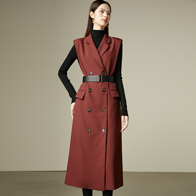 晚白【粉丝专享】冬裙子无袖收腰西装连衣裙24101415