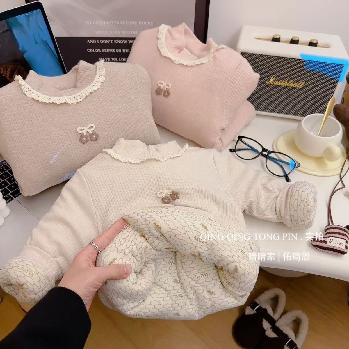 【一件过冬 580克!!】儿童冬季加棉加厚打底衫女童套头长袖上衣宝宝