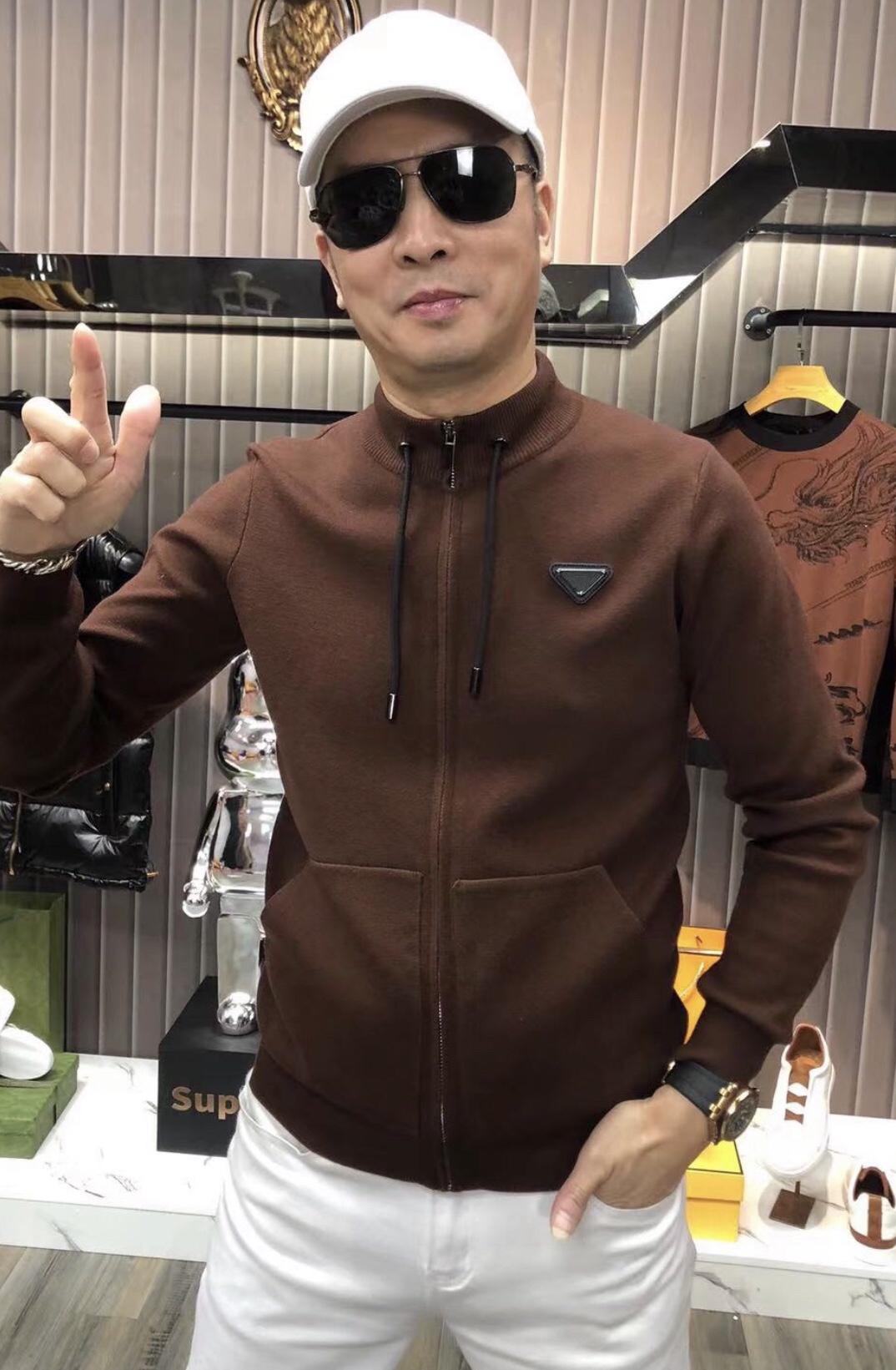 秋季老钱风高端时尚百搭半高领商务天丝羊毛针织开衫外套（6639）