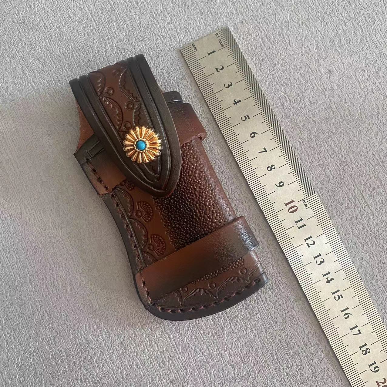 头层真牛皮小折叠刀刀套刀鞘牛皮皮套手工刀鞘刀套现货便携随身带