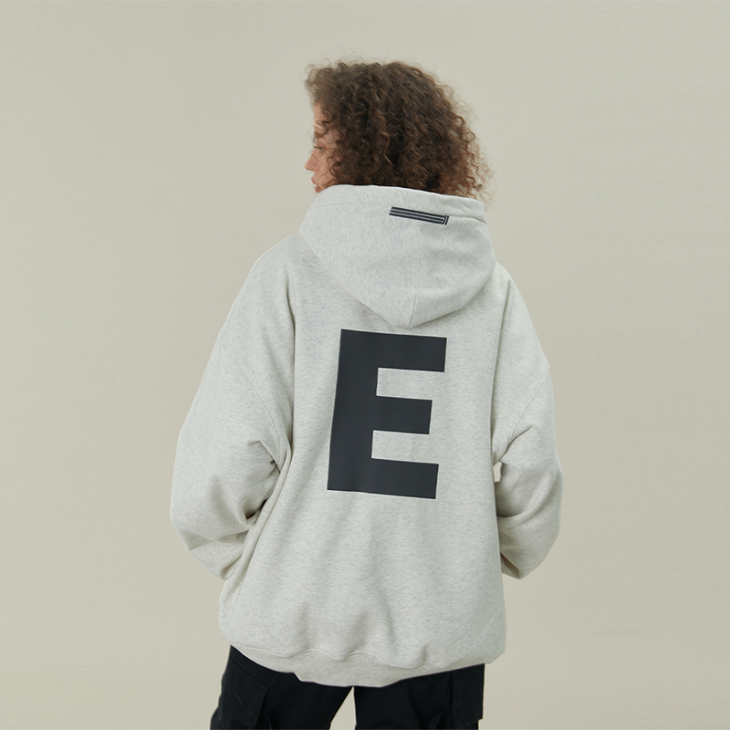 11E cleanfit3.0欧若动感风美式经典字母E印花加绒连帽卫衣情侣
