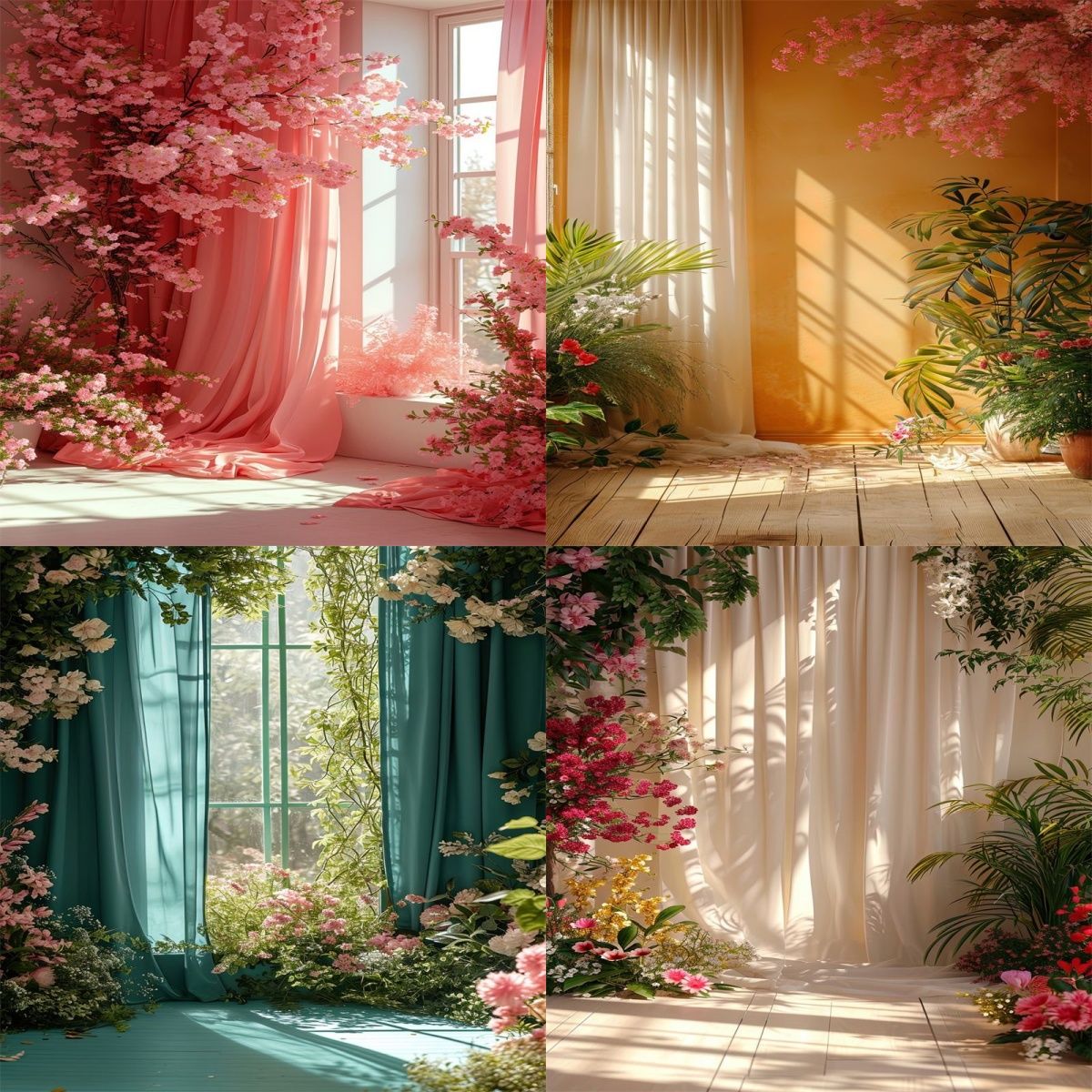 网红温馨ins风室内窗帘风直播间背景墙布抖音小红书爆款3d背景布