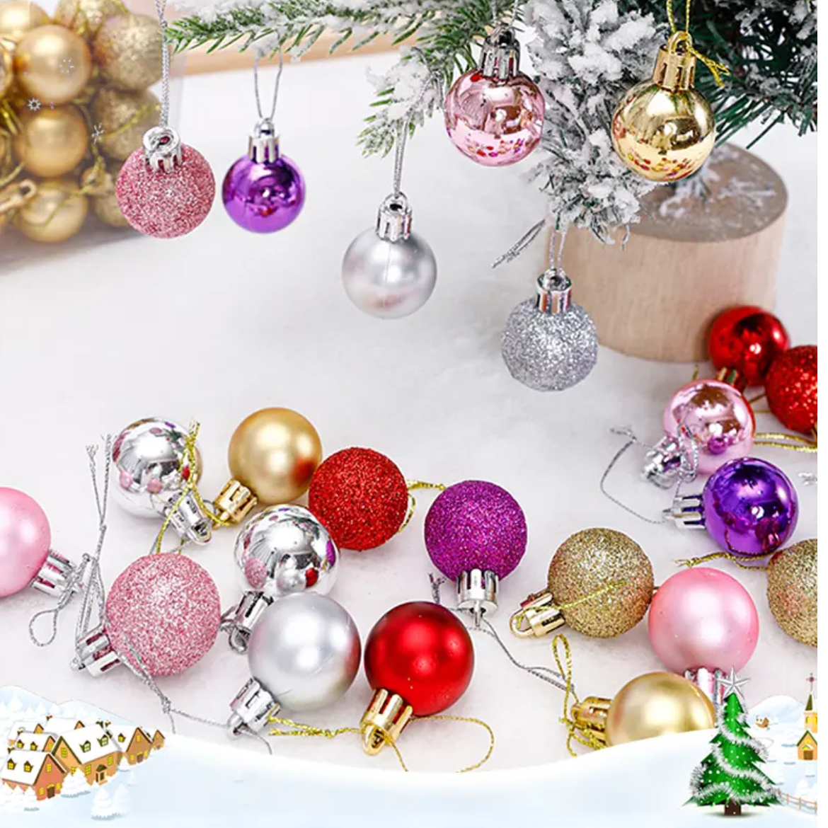 圣诞球装饰品圣诞节装饰小球圣诞树挂件彩色球饰品花艺diy材料