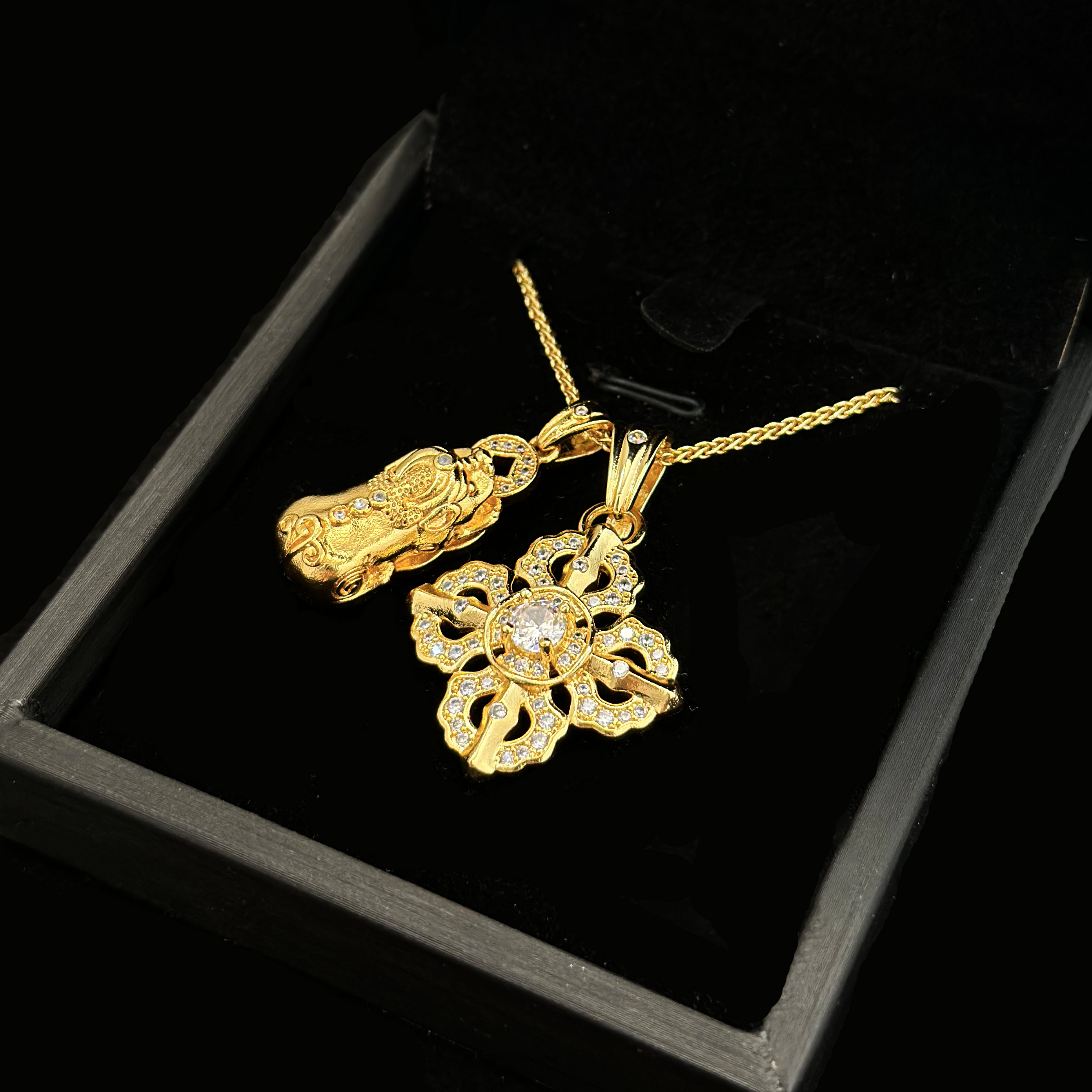 铜合金项链 貔貅金刚杵项链女款24k气质百搭民族风锁骨链吊坠