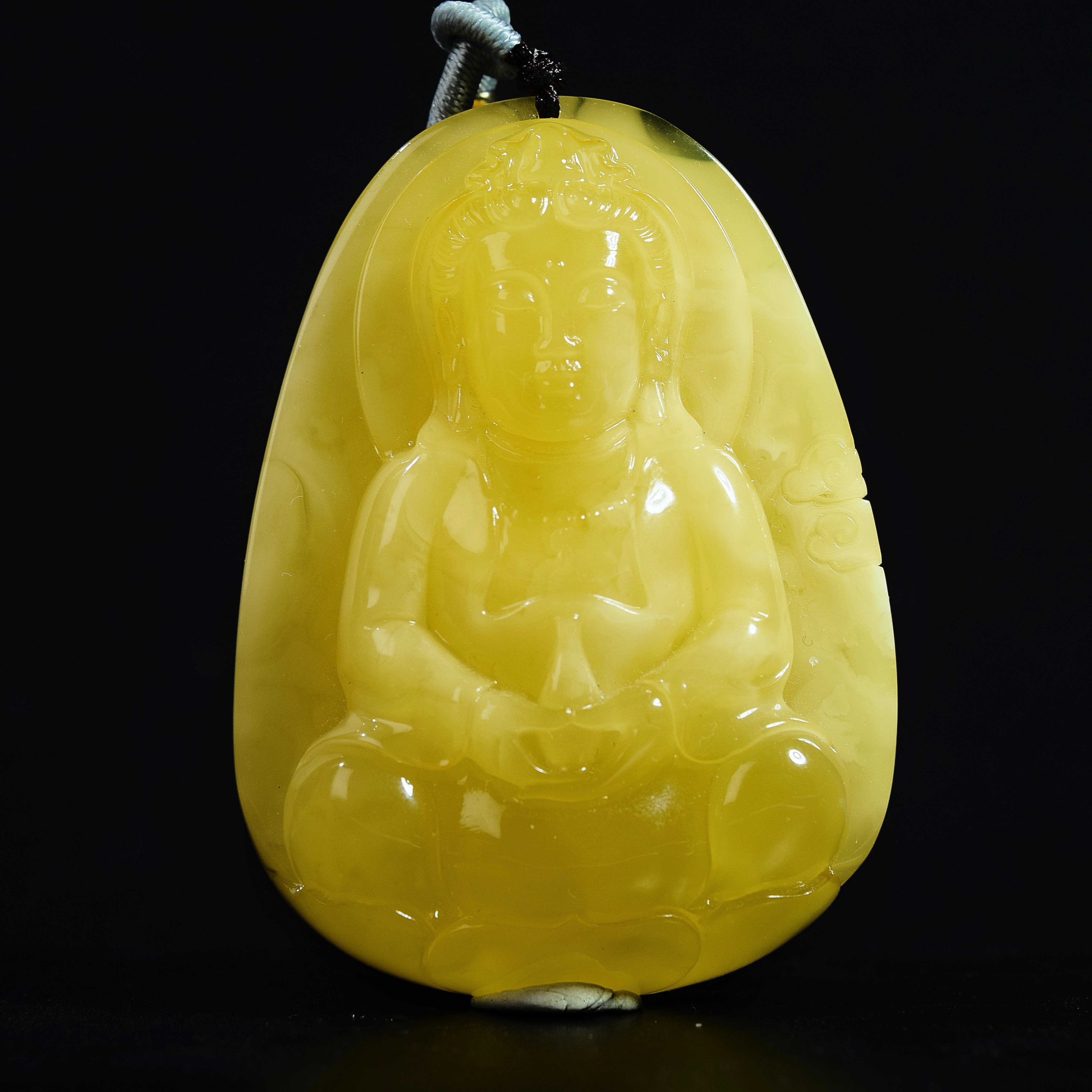 蜜蜡菩萨雕件项链吊坠尺寸60*44mm精雕雕刻挂坠巧雕时尚牌子满工