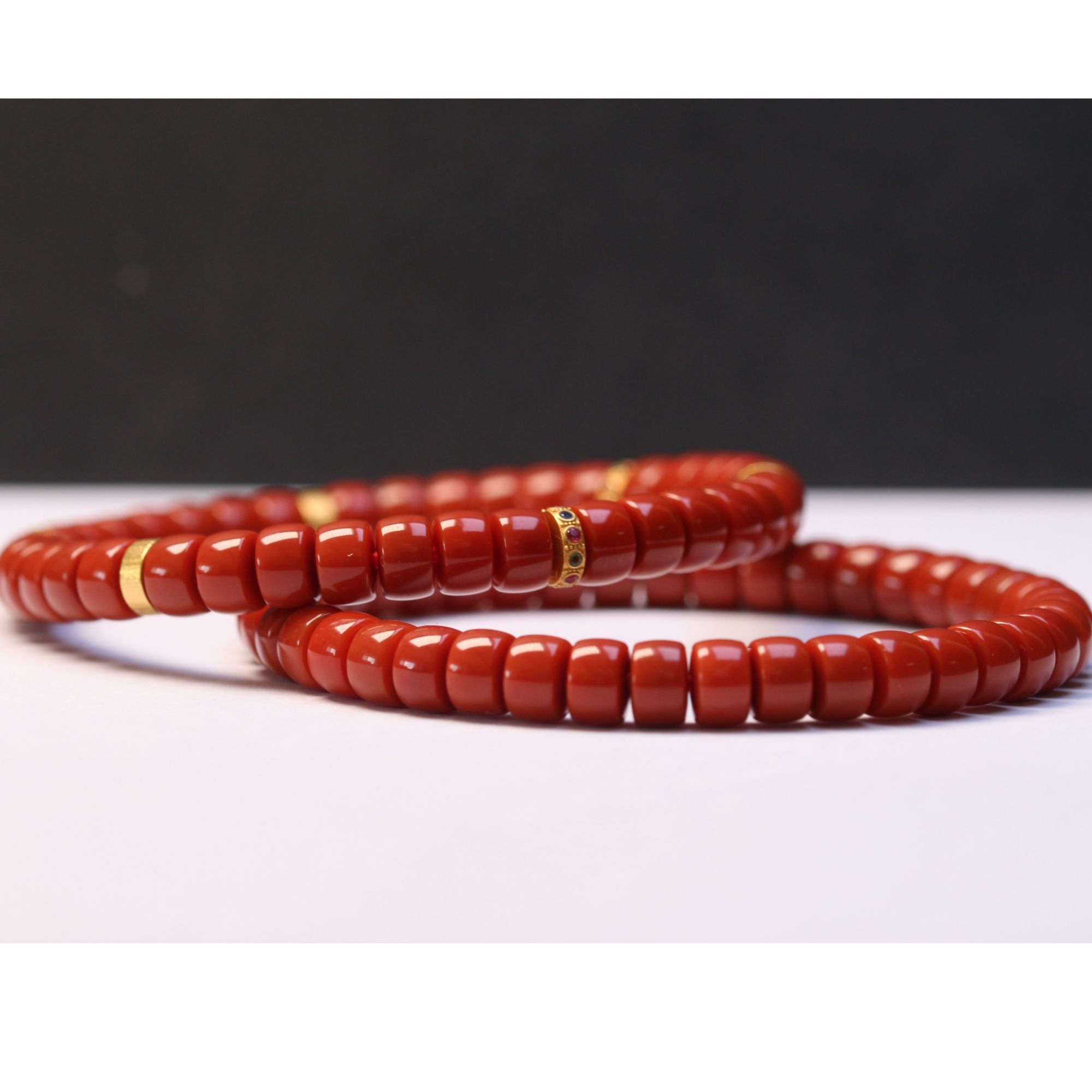 【左遇】瓦西南红直切药片隔片手串叠戴本命年红色送礼中国风轻奢