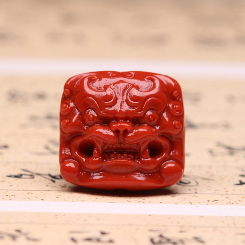 【左遇】瓦西南红貔貅兽面背云文玩配饰线束苏工雕刻配饰无胶个性
