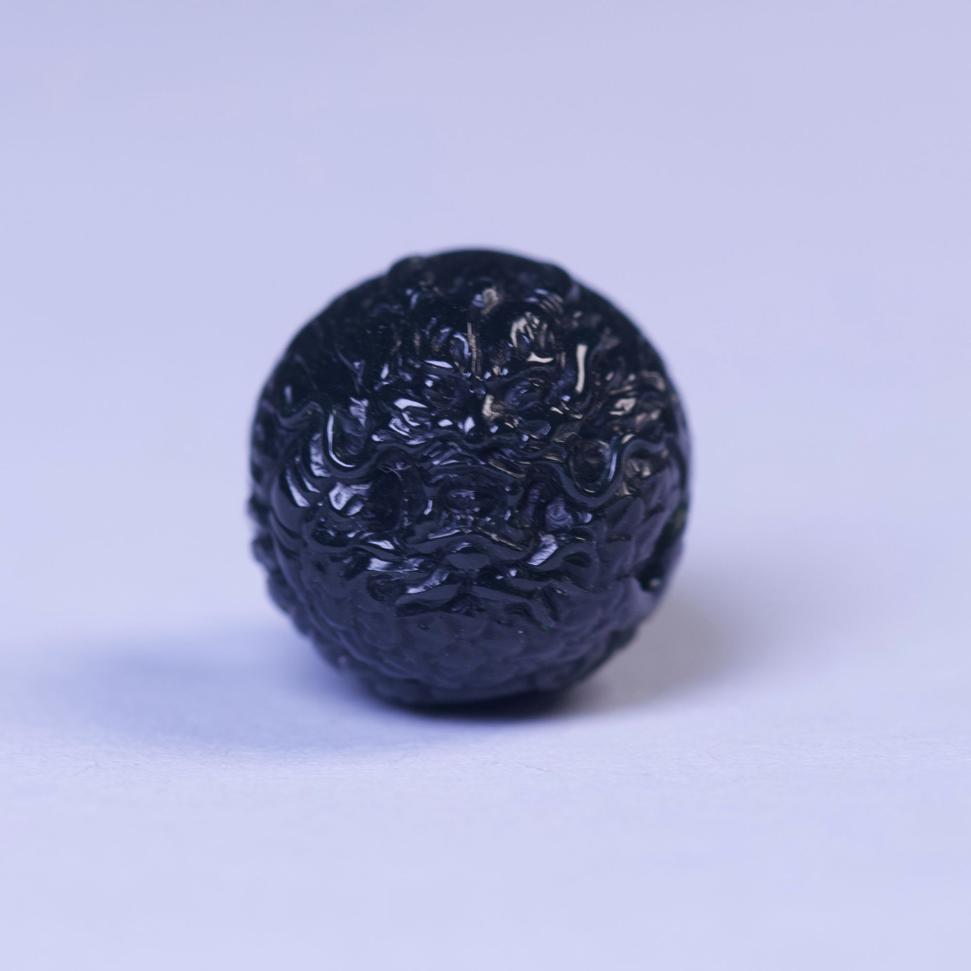【左遇】和田玉黑青龙珠12mm精工圆珠顶珠配珠文玩配饰吊坠黑色配饰