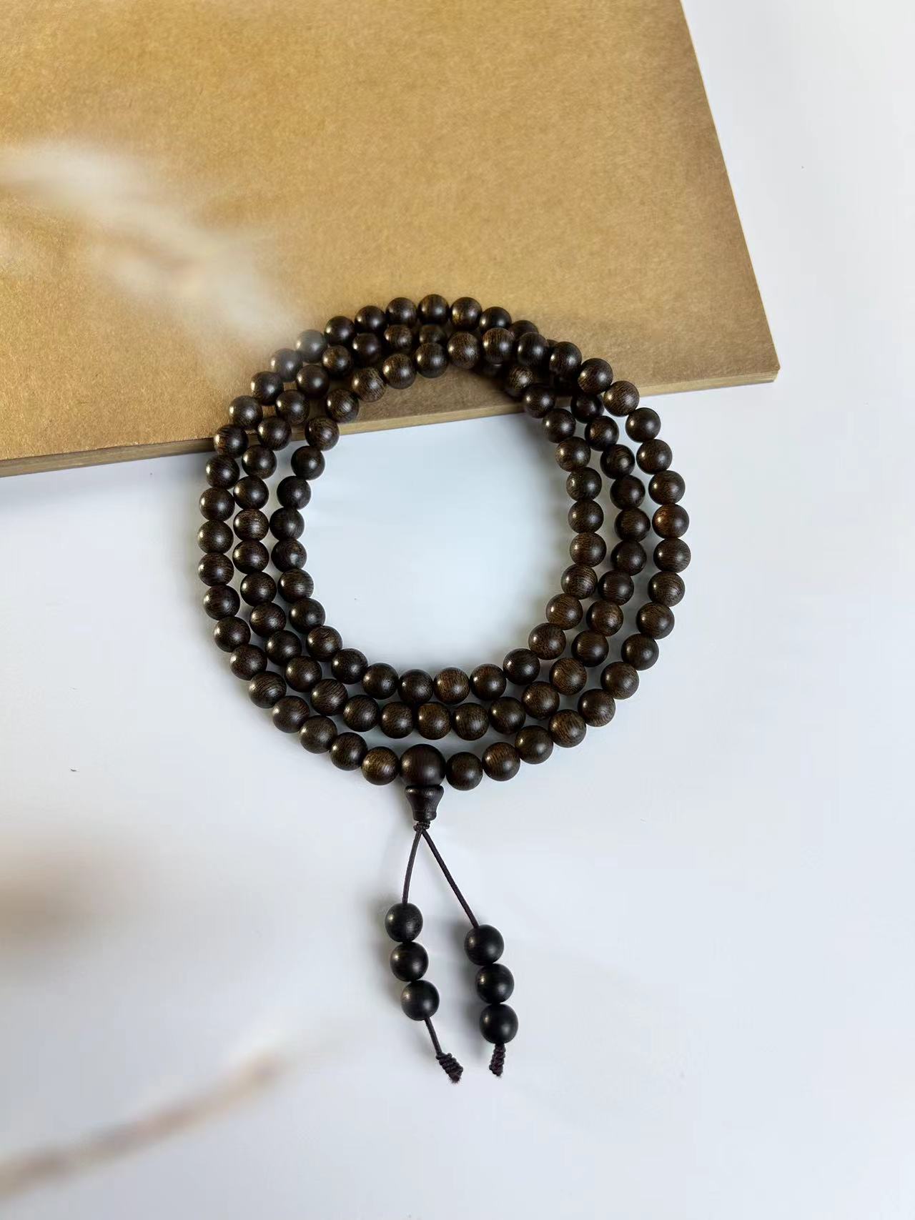 安总严选+精选沉水级0.6*108圆珠多圈沉香手串bby