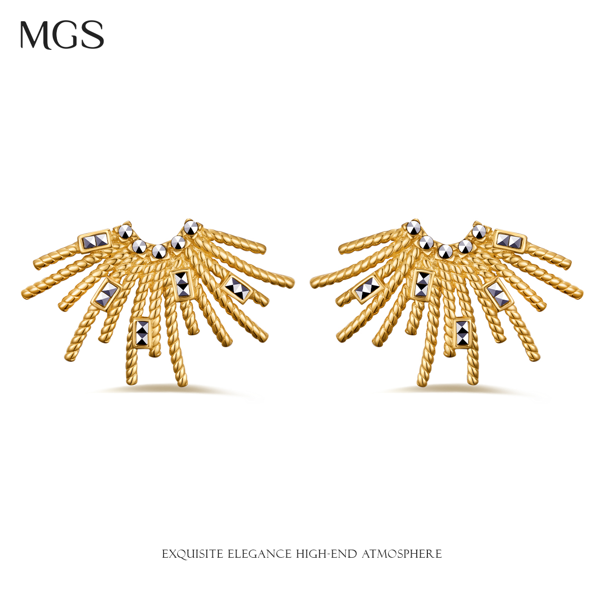 MGS/曼古银 925银耳饰 极昼系列925银镀金独特耳环女M0324528000