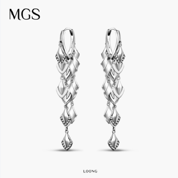 MGS/曼古银 925银耳饰 灵龙轻奢气质复古法式纯银耳环简约长款