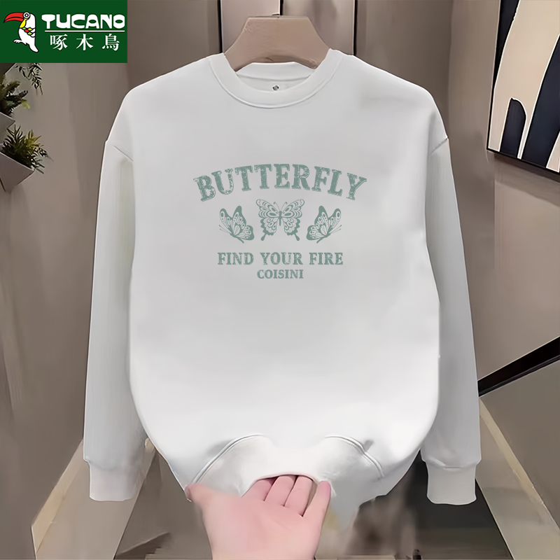 秋冬重磅圆领卫衣男潮流时尚百搭男女情侣潮流青年套头运动外套男