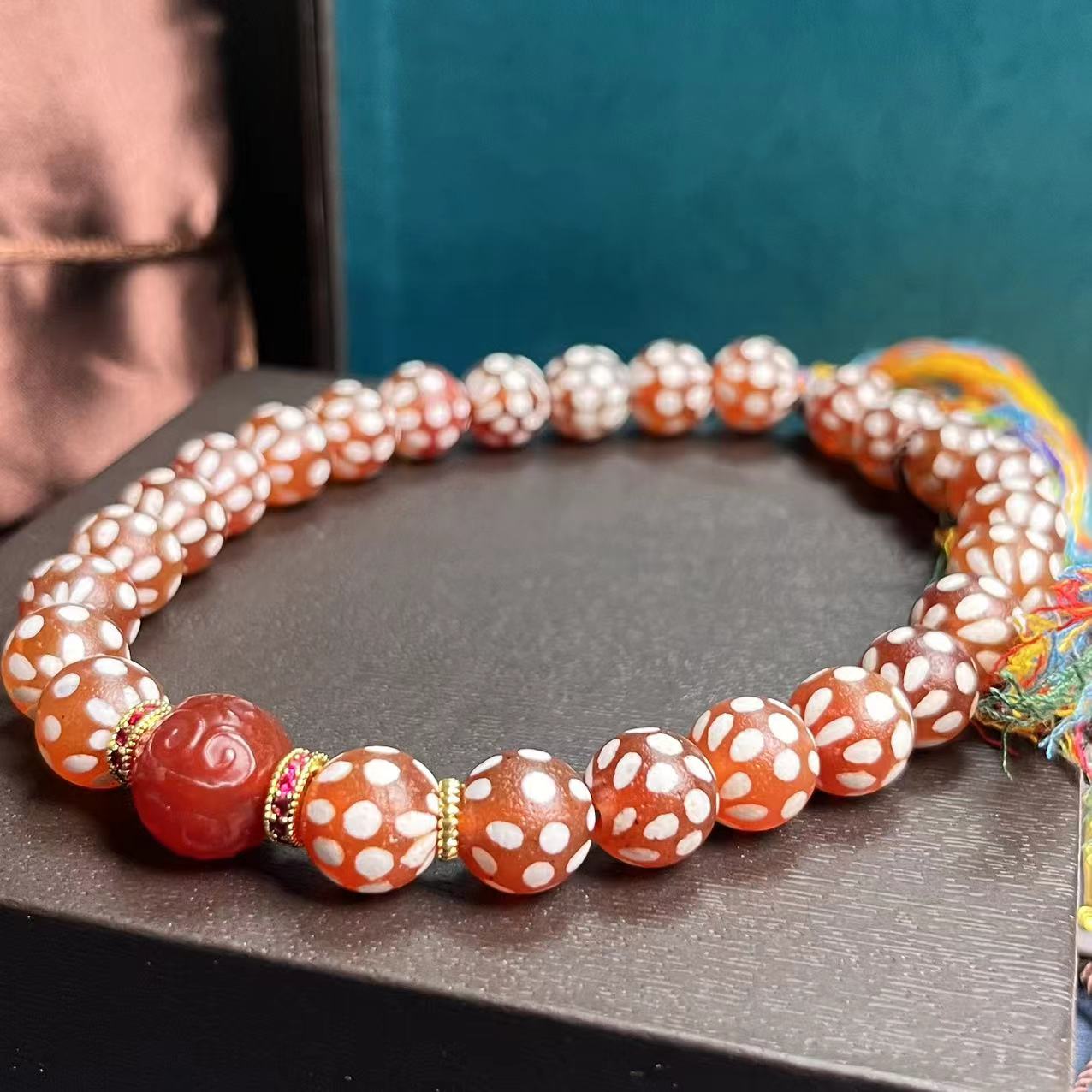 清代蚀花玛瑙手持 吉祥如意 红 DZ7399-FS/文玩/收藏/送礼/评级