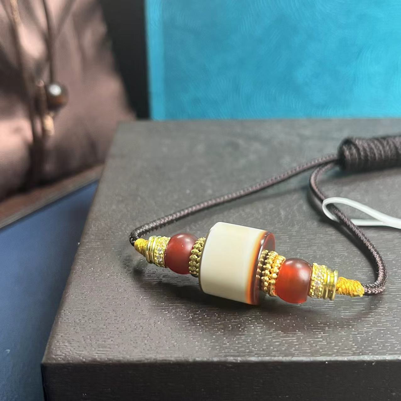 DZ7192也门 剁珠玛瑙 挂坠 单珠-FS/文玩/收藏/送礼/已评级