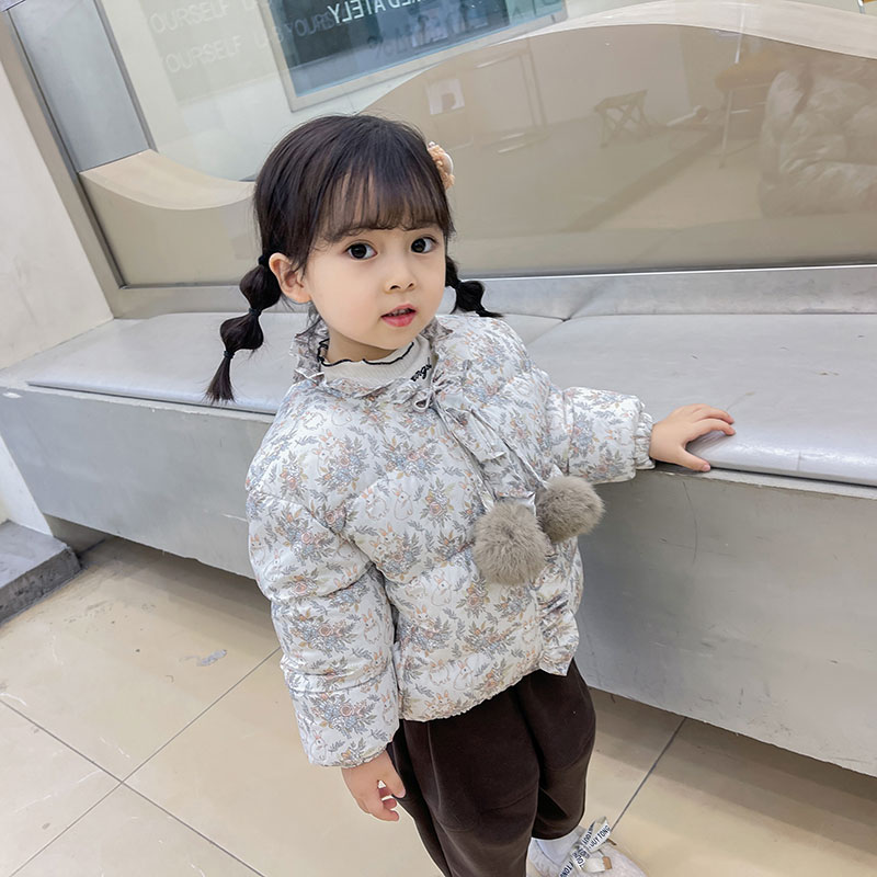 儿童棉服加绒加厚穿棉袄女宝宝婴幼儿中小童装棉衣外套毛球女童款