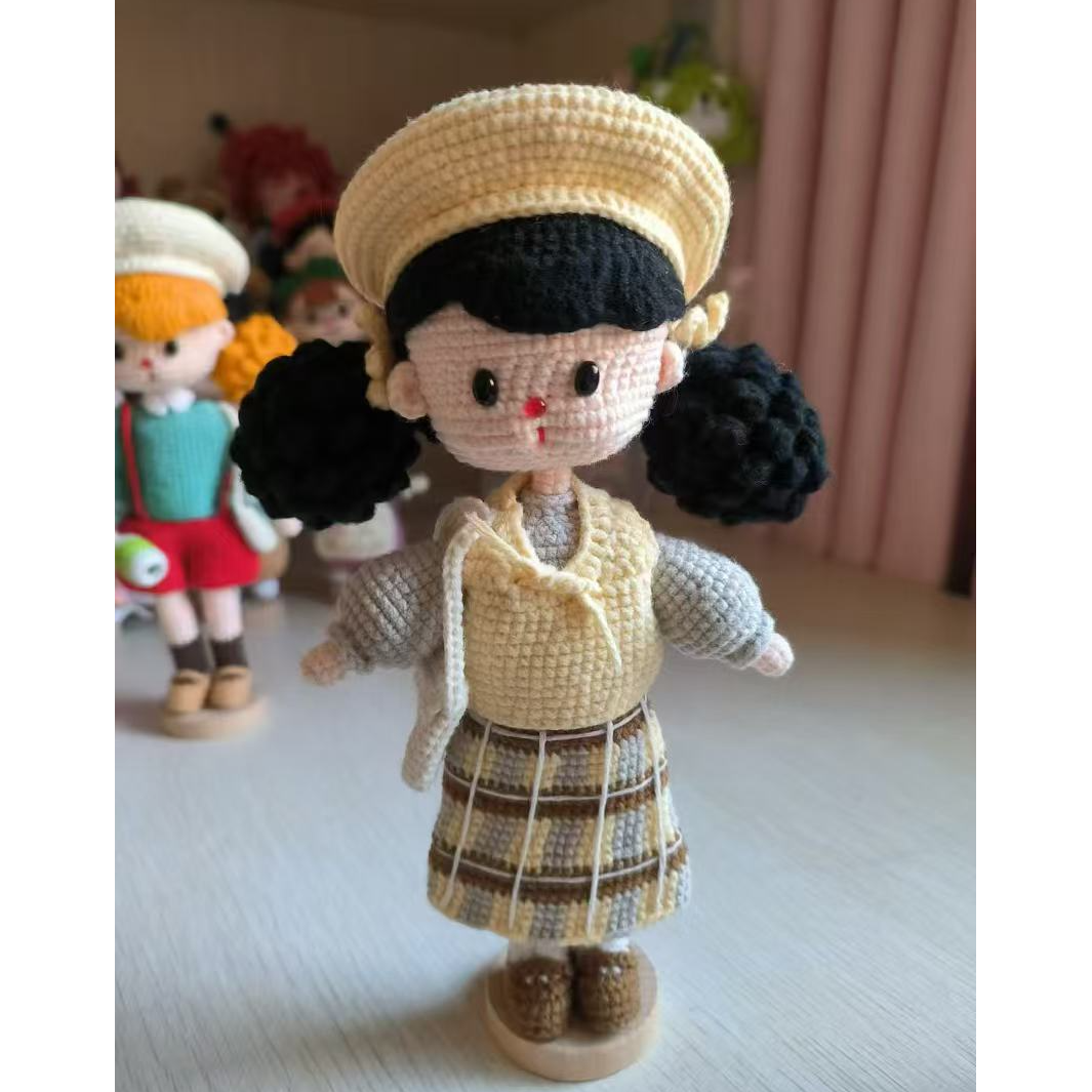 纯手工钩织毛线成品爆米花妹妹（微瑕）