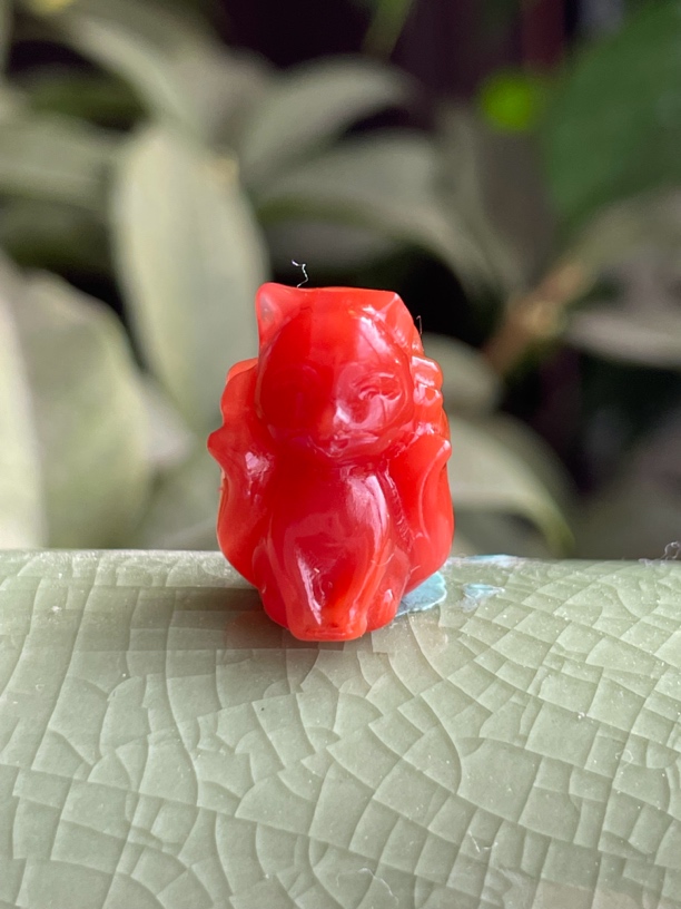 天然川料南红玛瑙柿子红九尾狐配饰（无孔打孔备注）