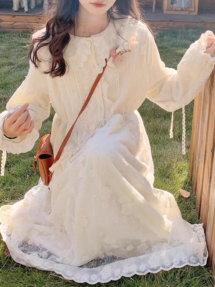 连衣裙裙子显瘦气质长袖长裙法式仙女裙连衣裙裙子显瘦气质长袖