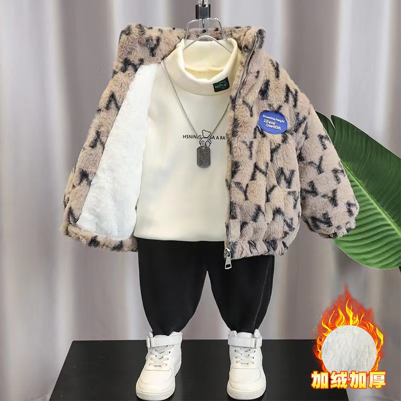 男女童秋冬外套加绒儿童加厚韩版洋气冬季宝宝中小童冬款保暖上衣