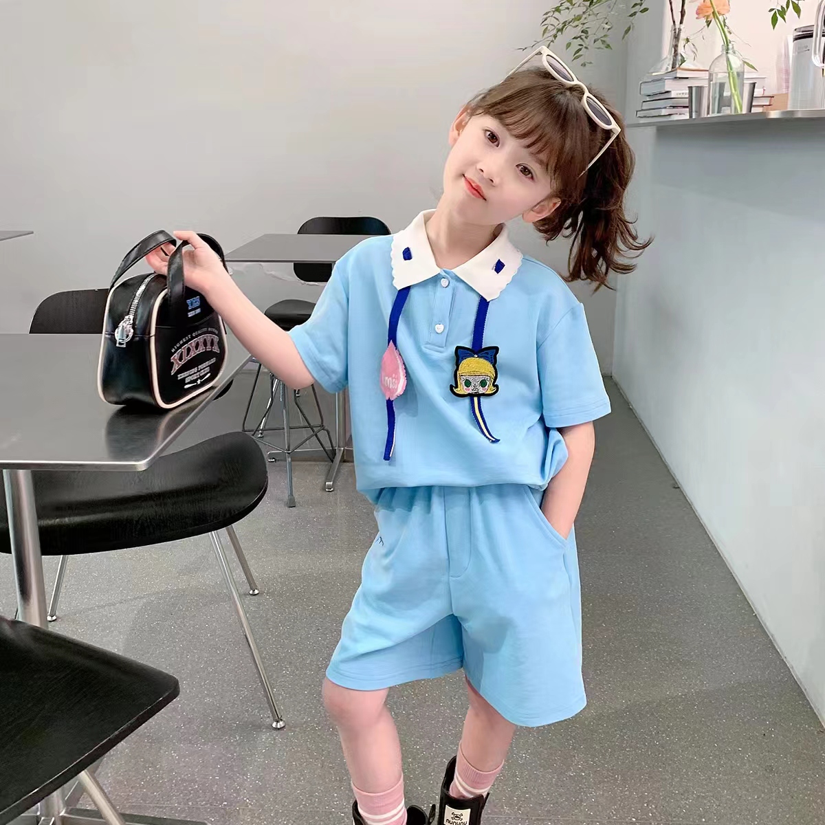 女童夏季套装2024新款儿童韩版休闲网红运动两件套宝宝夏装短袖潮