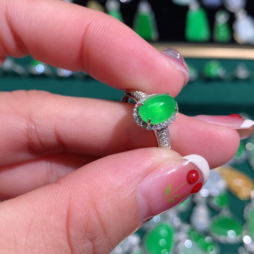 【闪购商品】翡翠天然a货翡翠18K金镶嵌幸****单