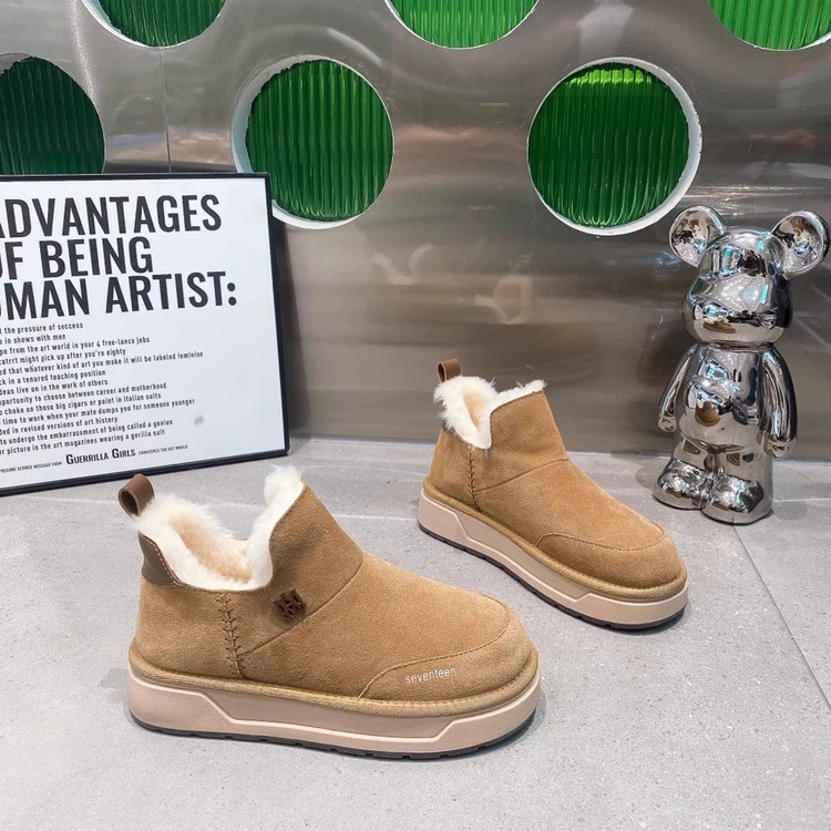 回力瑞东北雪地靴女短靴2023冬季新款加绒加厚勃肯鞋厚底防滑棉靴