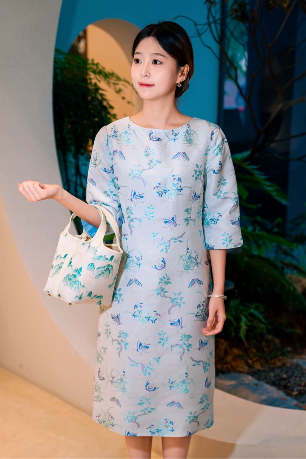 菁菁古韵-｜上久楷宋锦兰桂齐芳云海兰名媛连衣裙