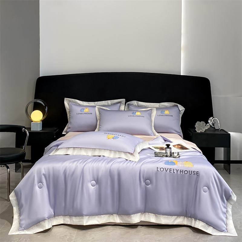 【晴美】水洗冰丝刺绣夏被四件套-南瓜系列