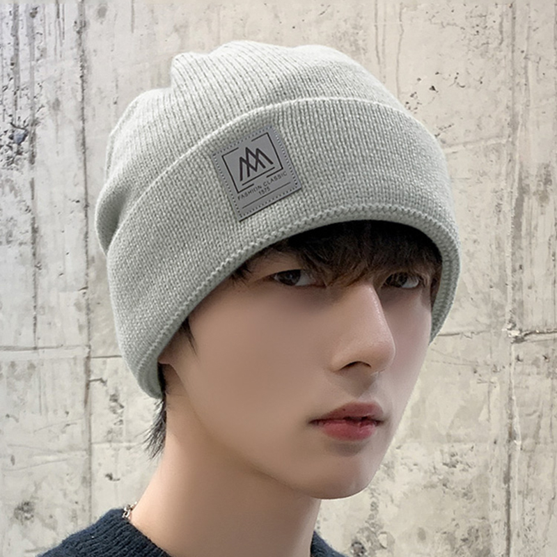 帽子男士冬季防风保暖毛线针织帽时尚潮新款棉帽骑车加绒包头冷帽