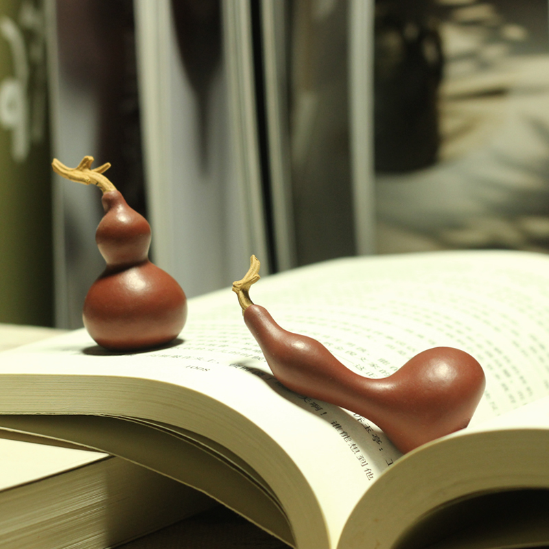 御青堂宜兴雕塑 万国琴紫砂全手工茶宠精品紫泥 原矿段泥把件葫芦