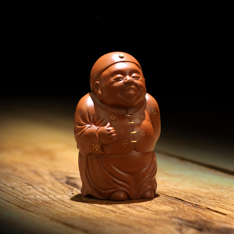 御青堂宜兴雕塑 徐峰紫砂全手工茶宠茶玩 把件地主老财 土豪财主