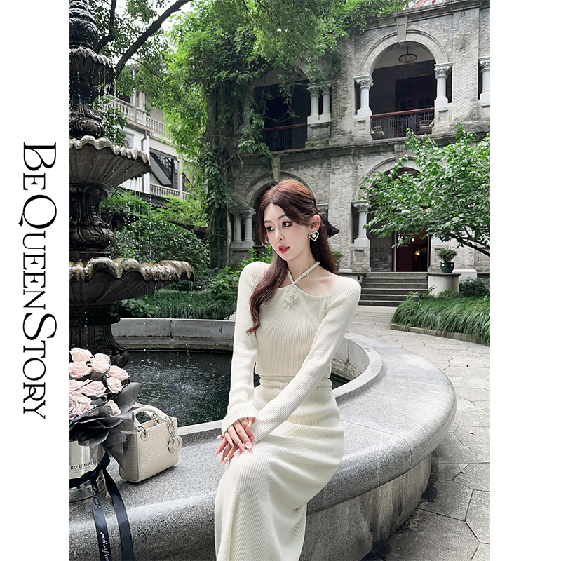 余潇潇【庐州月光】纯色宽松针织上衣&半裙100羊毛套装女