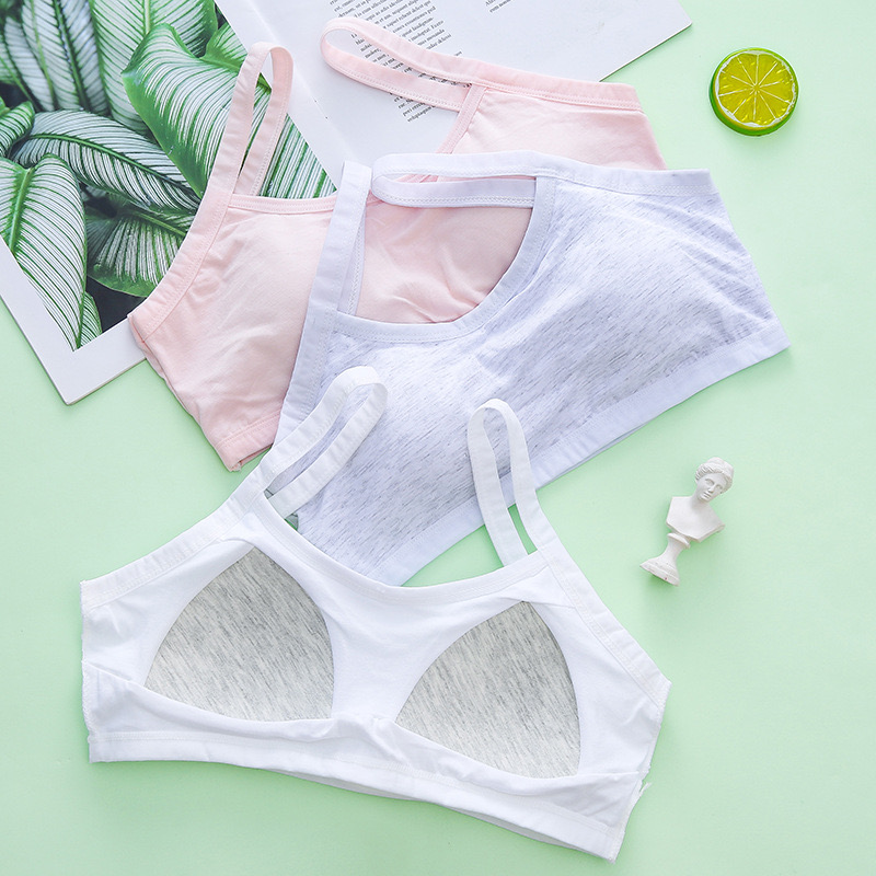 2件【纯棉固定杯】发育期夏季发育背心夏季薄款无痕初中生无钢圈