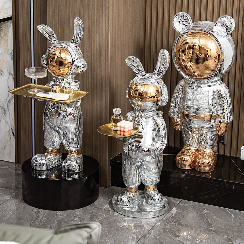 兔子收纳托盘钥匙收纳玄关熊大摆件落地客厅存钱罐家居装饰品