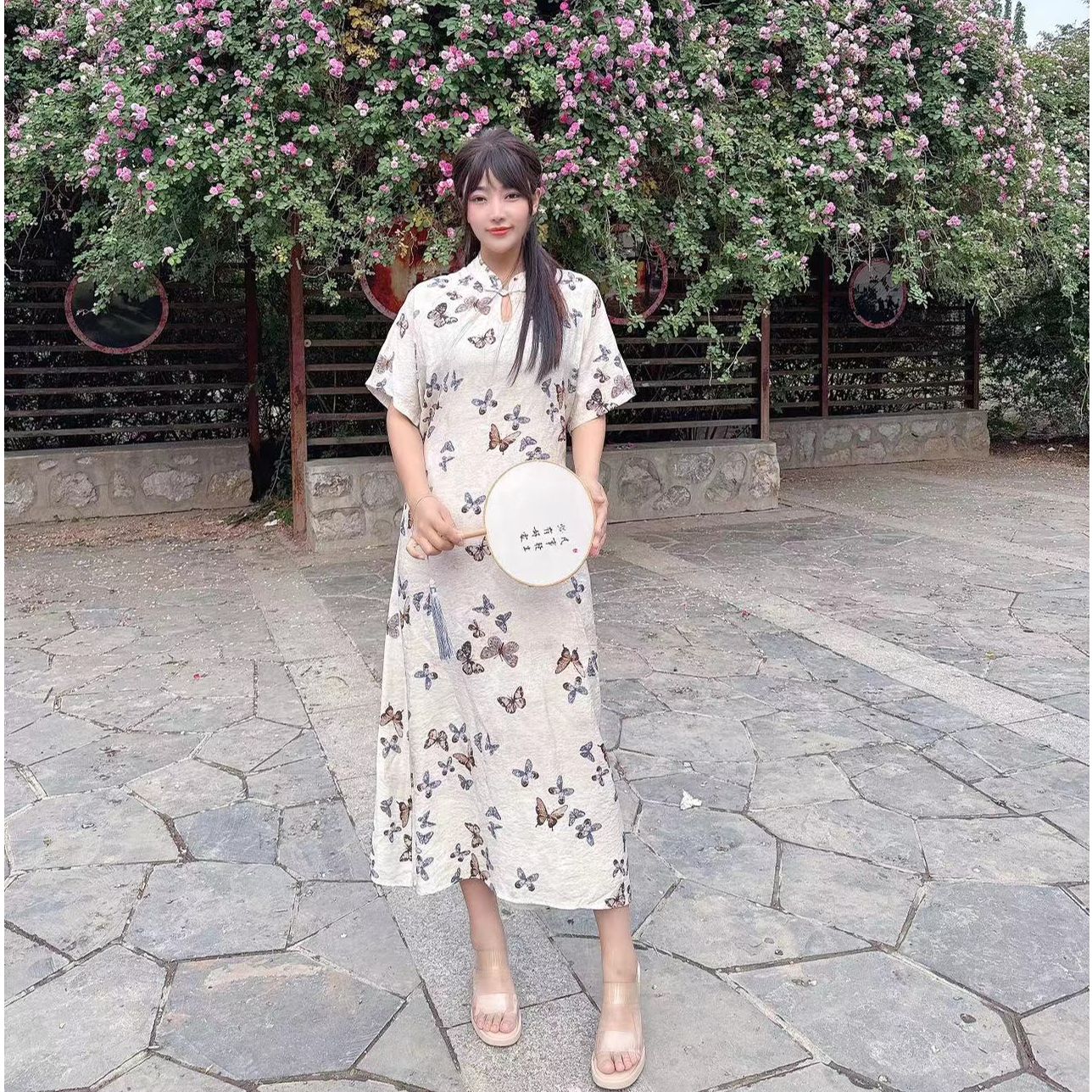 XIE7  气质新中式百搭连衣裙425