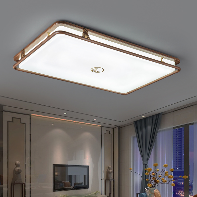 新中式实木黄铜吸顶灯客厅卧室餐厅禅意别墅家用书房国风高端灯具