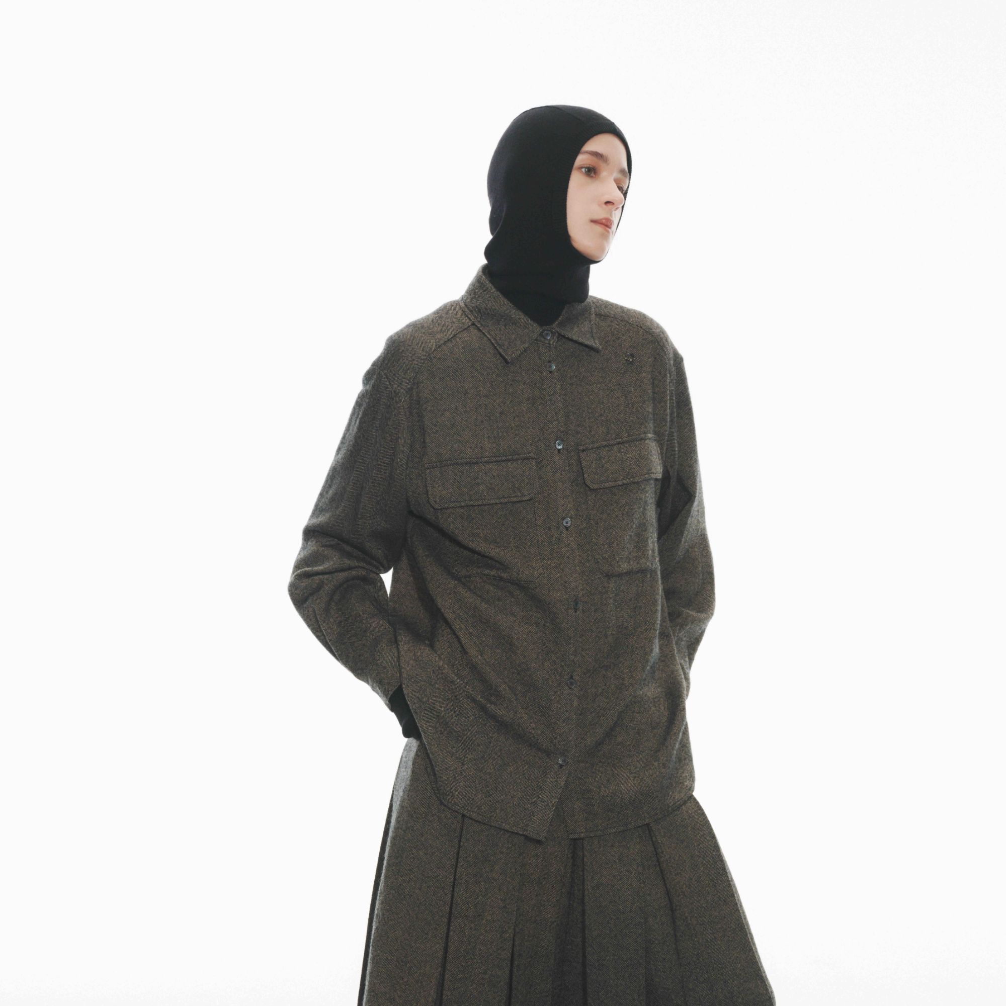 【NO退可换】UHOO WU 人字纹羊毛衬衫 SH1124101