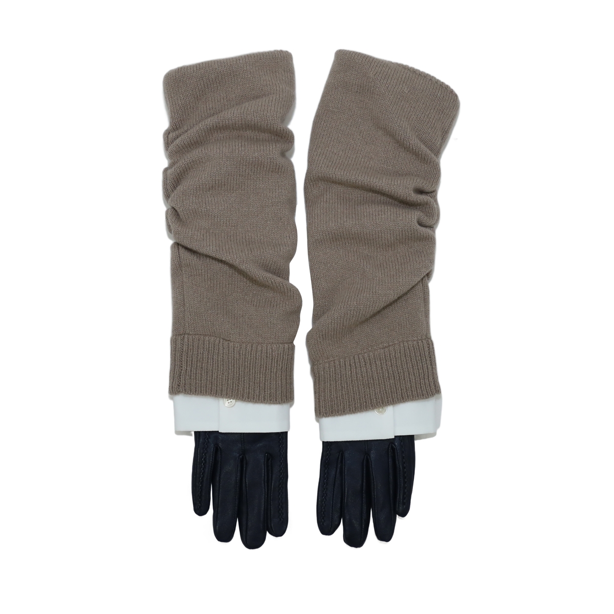 【顾文婷推荐】YOUWEI有尾 毛织拼接皮手套 Y8124414