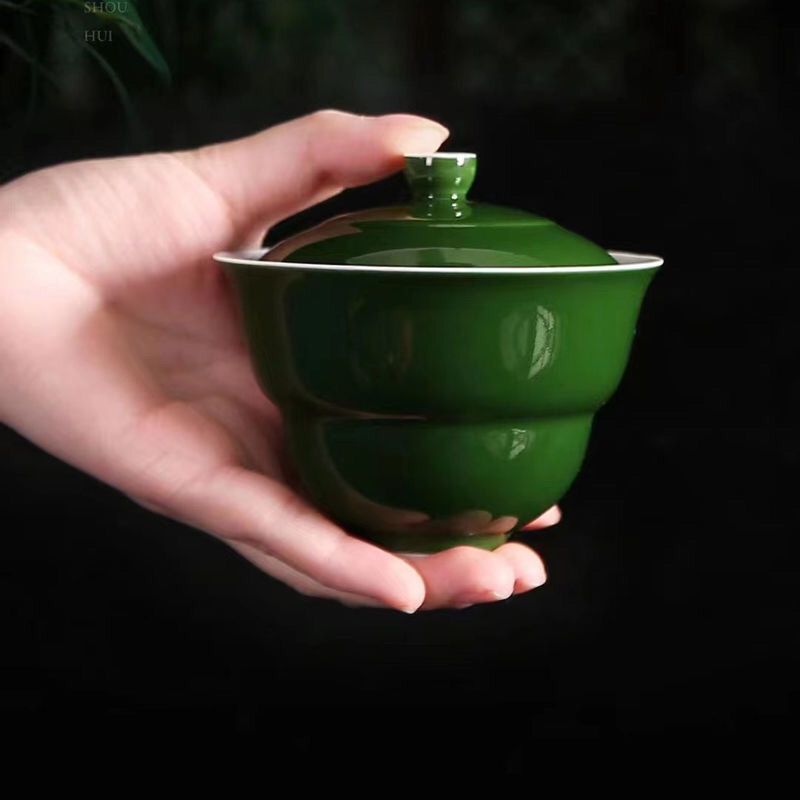 福禄陶瓷七彩颜色功夫盖碗纯色葫芦泡茶赏茶小茶碗小清新二才盖碗