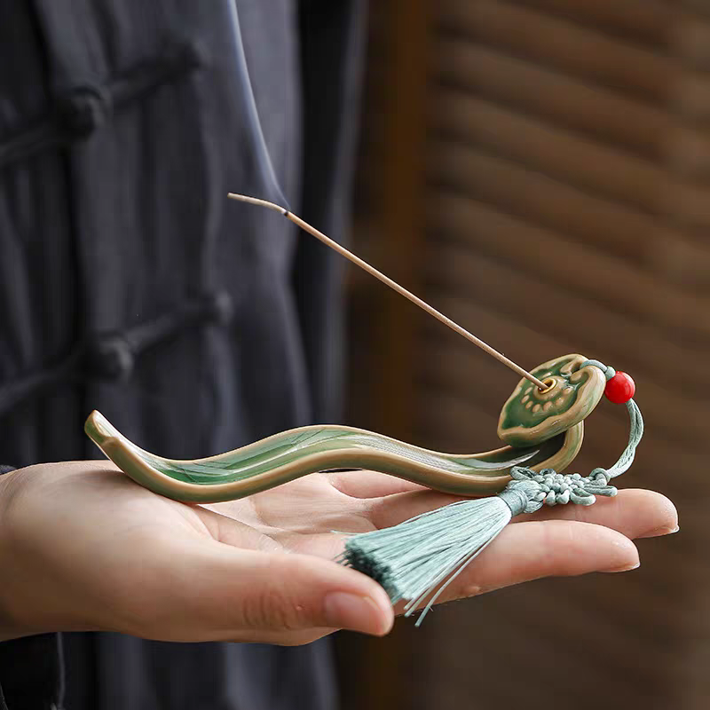 创意陶瓷如意香插卧式香薰炉禅意线香炉家用室内复古摆件