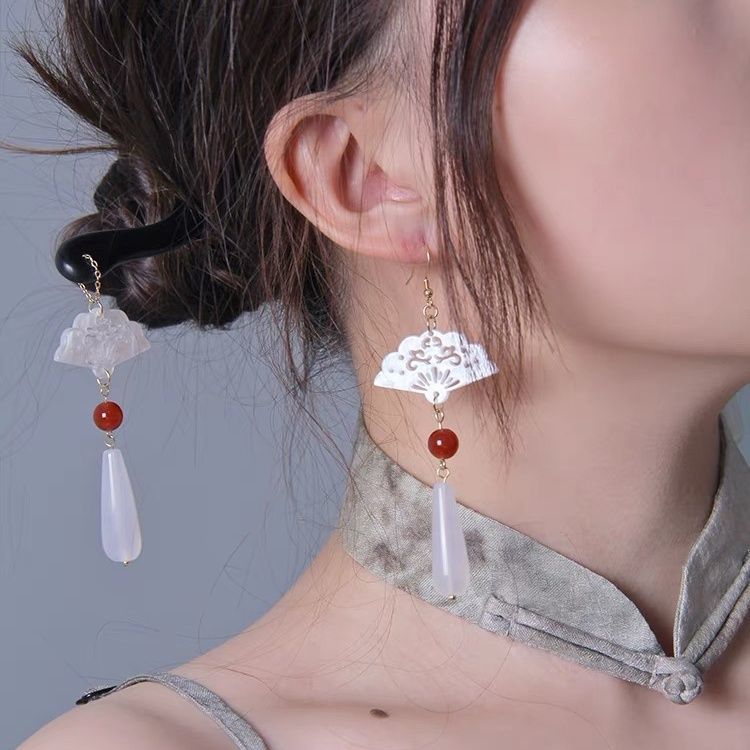 马面裙发簪新中式扇子水滴吊坠木质国风女高级感簪子古风发钗旗袍