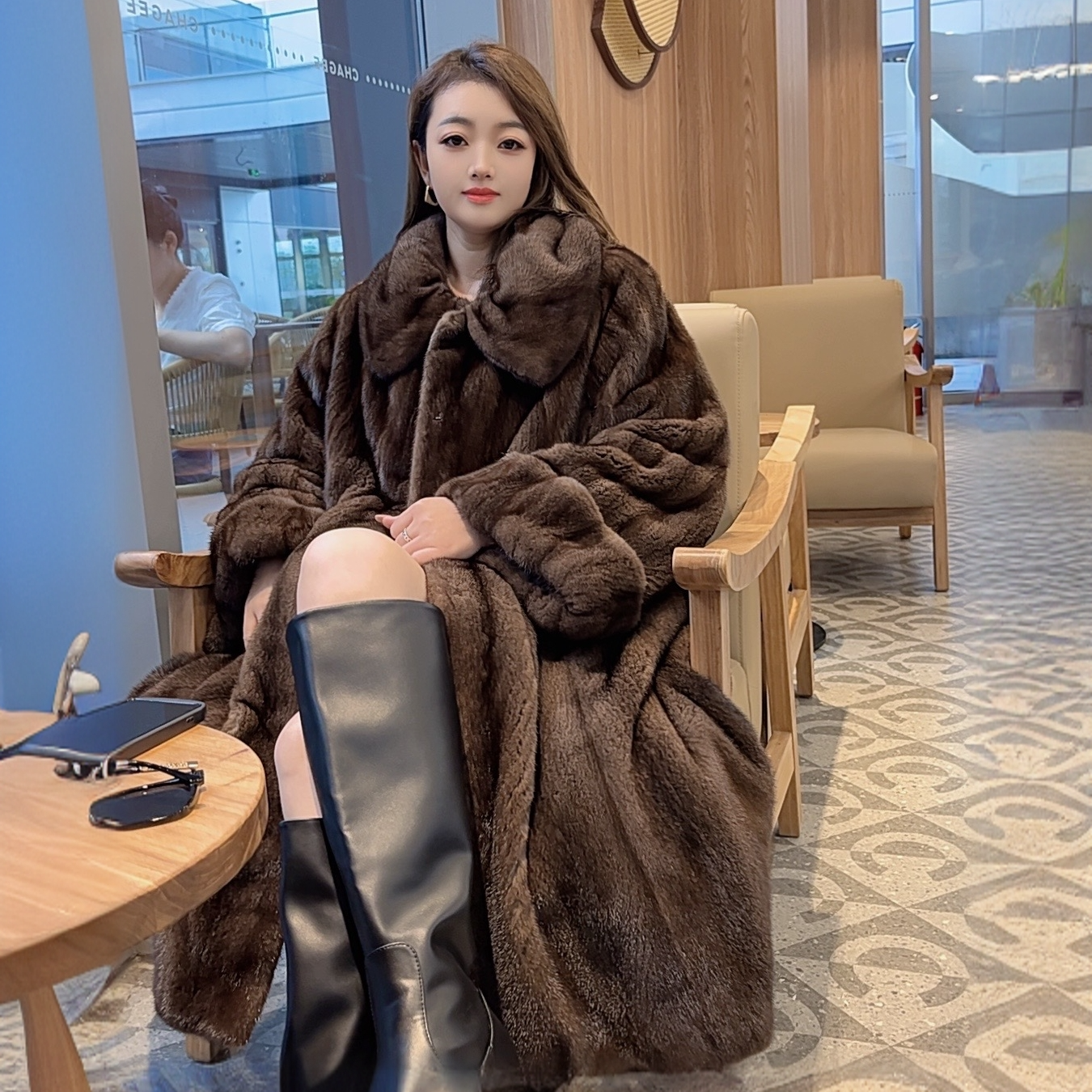 【在逃公主】外套女长款大翻领南瓜袖秋冬款品质女装